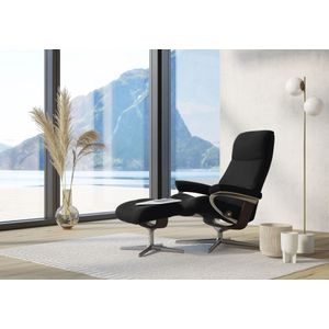 Stressless® Relaxsessel »View«, (Set, Relaxsessel mit Hocker), mit Hocker, mit Cross Base, Größe S, M & L, Holzakzent Braun