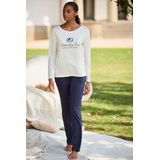 LASCANA Pyjama, (2 tlg.), mit Flockdruck