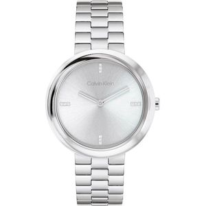 Calvin Klein Quarzuhr »Twisted Bezel«, Armbanduhr, Damenuhr, Edelstahlarmband, analog, Glassteine