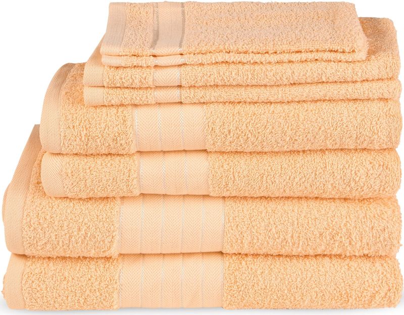 good morning Handtuch Set »Uni«, (Set, 8 St., 2 Badetücher-2 Handtücher-2 Gästetücher-2 Waschhandschuhe), Baumwolle, Walkfrottee, Bordüre, 500 GSM,Einfarbig, ohne Aufhängung