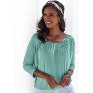 LASCANA 3/4-Arm-Shirt »mit zarter Raffung am Ausschnitt«, aus weichem Viskose-Stretch