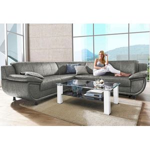 TRENDMANUFAKTUR Ecksofa »Rondo wahlweise mit Schlaffunktion, 267x247 cm (BxT), breite Armlehnen«, L-Form, wahlweise mit Federkern bestellbar, Füße schwarz