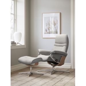 Stressless® Relaxsessel »Sunrise«, (Set, Relaxsessel mit Hocker), mit Hocker, mit Cross Base, Größe S, M & L, Holzakzent Eiche