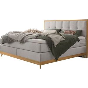 HASENA Boxspringbett Villa, Boxspringbett, edle Polsterteile, Sockel und Kopfteil aus heller Eiche