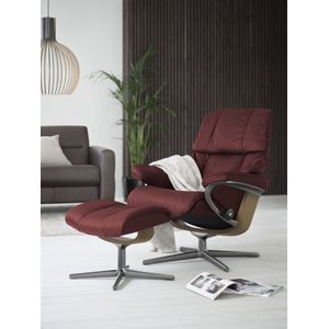 Stressless® Relaxsessel »Reno«, (Set, Relaxsessel mit Hocker), mit Hocker, mit Cross Base, Größe S, M & L, Holzakzent Eiche