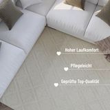 Wecon home Wollteppich »Hamptons SEVENTEEN«, rechteckig, 10 mm Höhe, Läufer, Schurwolle, Kurzflor, Wohnzimmer, Schlafzimmer, elegant, Raute