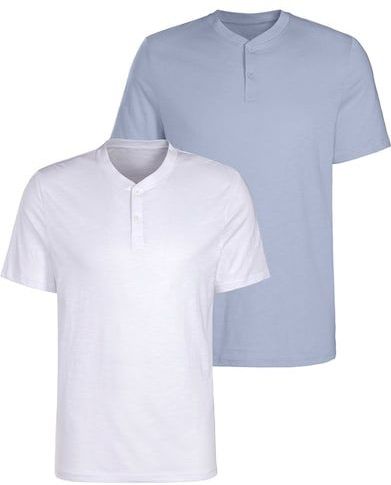 H.I.S Kurzarmshirt, (Packung, 2), mit Henleykragen aus strukturierter Baumwoll-Qualität