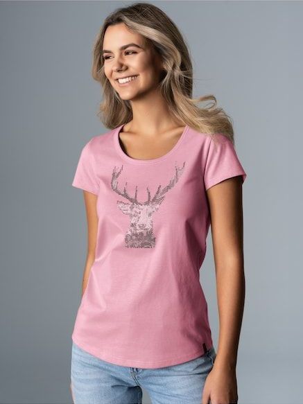 Trigema T-Shirt »TRIGEMA T-Shirt Glitzer-Hirsch«, (1 tlg.)