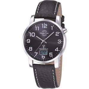 MASTER TIME Funkuhr »Basic«, Armbanduhr, Quarzuhr, Herrenuhr, Datum, Lederarmband