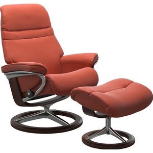 Stressless® Relaxsessel »Sunrise«, (Set, Relaxsessel mit Hocker), mit Signature Base, Größe S, Gestell Braun