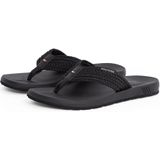 Tommy Hilfiger Zehentrenner »MOLDED HILFIGER WEB BEACH SANDAL«, Sommerschuh, Flats, Strandschuh mit seitlichem Logoschriftzug