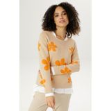 Aniston SELECTED Rundhalspullover, mit goldfarbenen Details im Blumenmuster