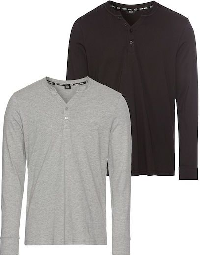 H.I.S Henleyshirt, (2-er Pack), mit Knopfleiste