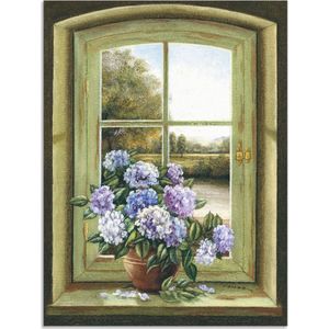 Artland Wandbild »Hortensien am Fenster«, Arrangements, (1 St.), als Alubild, Outdoorbild, Leinwandbild, Poster, Wandaufkleber