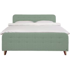 TOM TAILOR HOME Boxspringbett »NORDIC BOX«, mit Knopfheftung im Kopfteil und Fußteil, Füße in Buche natur