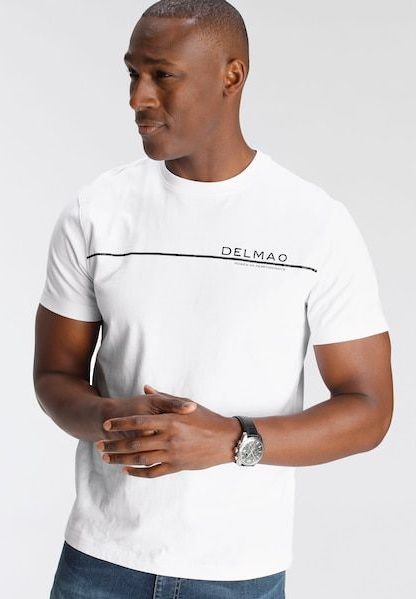 DELMAO T-Shirt, Kurzarm, mit coolem Print, Rundhalsausschnitt, aus 100% Baumwolle