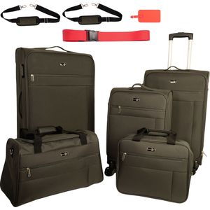 Travel Pal Trolleyset »Reisegepäck Trolley-Set PALMA«, (Set, 7 tlg.), 3 Koffer S/M/L, Reisetasche, Fliegetasche, Kofferanhänger, Koffergurt