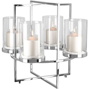 Fink Kerzenleuchter »NORMAN, Weihnachtsdeko, 4-flammig, Adventsleuchter«, (1 St.), aus Edelstahl und Glas - Höhe 43 cm x Ø 46 cm
