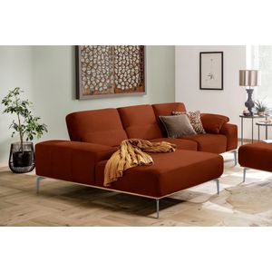 W.SCHILLIG Ecksofa »run, Designsofa mit tollem Sitzkomfort, bequem, L-Form«, mit elegantem Holzsockel, Füße in Silber matt, Breite 279 cm