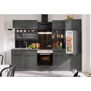 KOCHSTATION Küchenzeile »KS-Tulsa«, ohne E-Geräte, Breite 270 cm, schwarze Metallgriffe, MDF Fronten