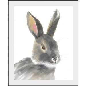 queence Bild »Alexo«, Hase-Hasen-Haustiere-Kunst, (1 St.), HD Premium Poster-Druck inkl. Holzrahmen