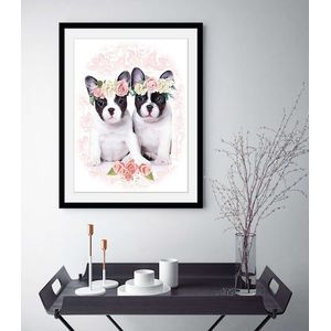 queence Bild »Frenchies«, (1 St.), HD Premium Poster-Druck inkl. Holzrahmen