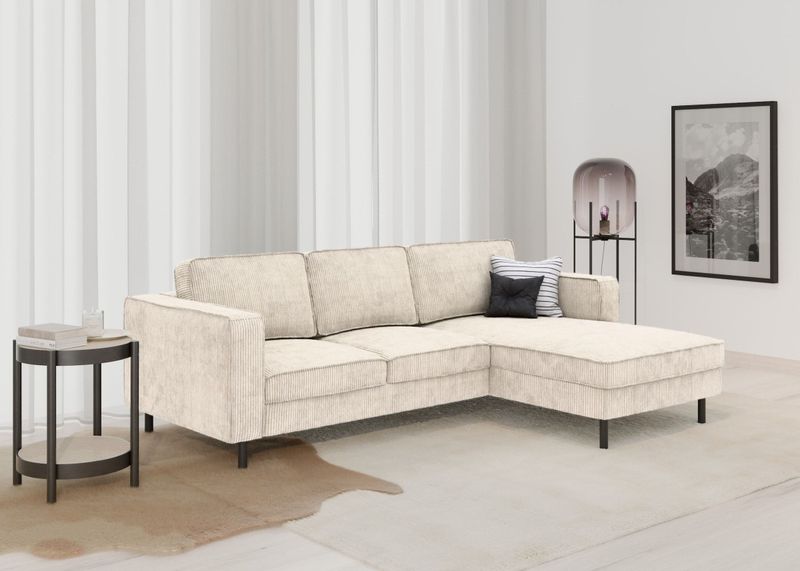 TRENDMANUFAKTUR Ecksofa »Watkins, Couch wahlweise mit Schlaffunktion & Bettkasten, auch in Cord«, Recamiere beidseitig montierbar, Sofa in L-Form, Breite 232 cm
