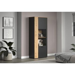 INOSIGN Standvitrine »Estepona«, (1 St.), Großzügige Vitrine mit natürlicher Rillenoptik - (B/T/H) 80/42/195 cm