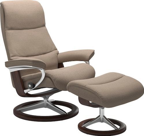 Stressless® Relaxsessel »View«, (Set, Relaxsessel mit Hocker), mit Signature Base, Größe L,Gestell Braun