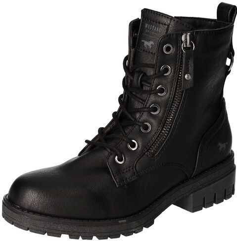 Mustang Shoes Schnürboots, Schnürstiefelette, Blockabsatz, mit Reißverschluss