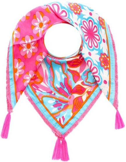 Zwillingsherz Modetuch, mit Allover-Print, Tasseln und kleiner Fransenkante