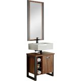Home affaire Badmöbel-Set »Detroit, Bad im Industrialdesign, 2-teiliges Badezimmer«, (Set, 2 St.), Waschbeckenunterschrank und Spiegel, holzfarben, mit offenen Fächern