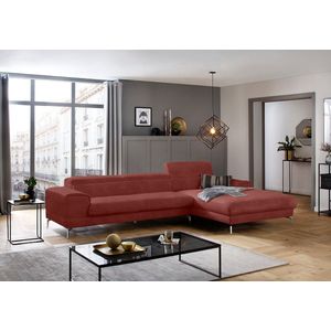 W.SCHILLIG Ecksofa »piedroo, Designsofa mit tollem Sitzkomfort, elegant und bequem, L-Form«, Kopfteilverstellung, wahlweise mit Sitztiefenverstellung, Breite 343cm