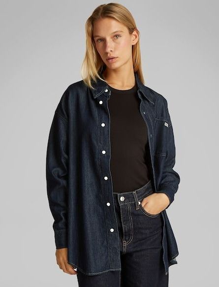 Calvin Klein Jeans Jeansbluse »OVERSIZED LS DENIM SHIRT«, mit Logostickerei