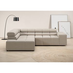 INOSIGN Ecksofa »Ancona, incl. Kopfteilverstellung + 3 Zierkissen, L-Form, bequem«, wahlweise motorische Sitztiefenverstellung, B/T(H: 249/215/70 cm