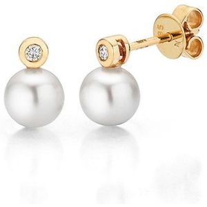 Firetti Perlenohrringe »Schmuck Geschenk Gold 585 Ohrschmuck Perle«, mit Akoyazuchtperle und Brillanten