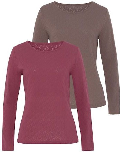 Vivance Langarmshirt »mit modischem Ajour-Muster«, (2er-Pack), aus weichem Baumwollstrick