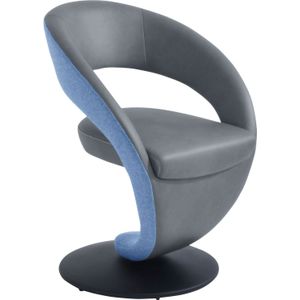 K+W Komfort & Wohnen Drehstuhl »Wave«, Leder CLOUD-Lodenstoff, Design-Drehstuhl, Drehteller in Metall schwarz, Farbkombination