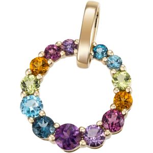 Firetti Kettenanhänger »Schmuck Geschenk Silber 925 Halsschmuck Anhänger Kreis Regenbogen«, mit Topas (behandelt), Amethyst, Citrin, Peridot, Rhodolith, Topas