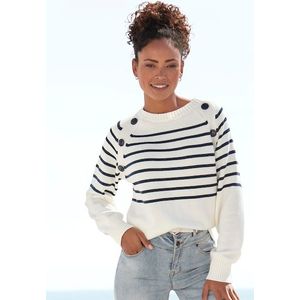 Vivance Streifenpullover, mit Zierknöpfen, Streifenoptik, Strickpullover, modisch