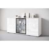 INOSIGN Sideboard »Caro, modernes Design mit Glaseinsätzen, Breite 150 cm«, (1 St.), Grifflose Fronten mit Push-to-Open, höhenverstellbare Einlegeböden