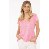 Zwillingsherz T-Shirt »""Positive Mind""«, mit V-Neck, Stempeldruck und Saum im Used-Look