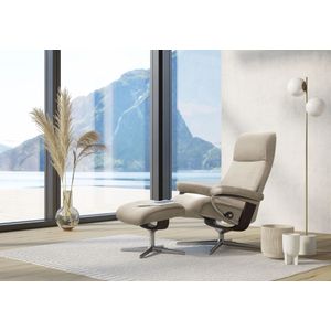 Stressless® Relaxsessel »View«, (Set, Relaxsessel mit Hocker), mit Hocker, mit Cross Base, Größe S, M & L, Holzakzent Braun