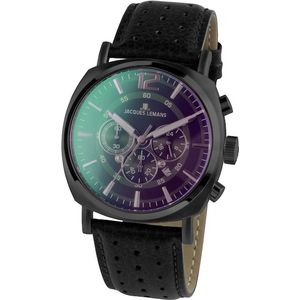 Jacques Lemans Chronograph »Lugano«, Quarzuhr, Armbanduhr, Herrenuhr, Datum, Stoppfunktion, Lederarmband