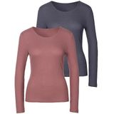 LASCANA Langarmshirt »in modischer Piqué-Optik«, (2er-Pack), aus pflegeleichter Qualität mit Viskose