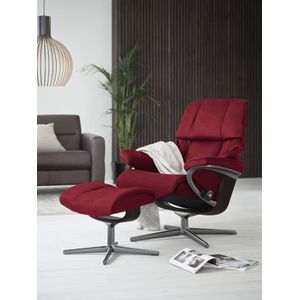 Stressless® Relaxsessel »Reno«, (Set, Relaxsessel mit Hocker), mit Hocker, mit Cross Base, Größe S, M & L, Holzakzent Braun