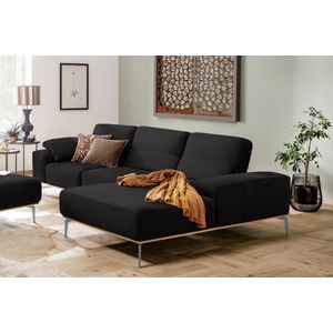 W.SCHILLIG Ecksofa »run, Designsofa mit tollem Sitzkomfort, bequem, L-Form«, mit elegantem Holzsockel, Füße in Silber matt, Breite 319 cm