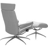 Stressless® Relaxsessel »Paris«, (Set, Relaxsessel mit Hocker), mit Hocker, Low Back mit Kopfstütze, mit Star Base, Gestell Chrom