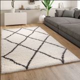 Paco Home Hochflor-Teppich »Maghreb 79«, rechteckig, 44 mm Höhe, Rauten Muster, Scandi Design, weich und flauschig
