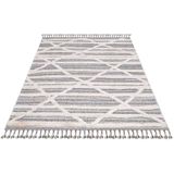 Carpet City Hochflor-Teppich »Valencia 810«, rechteckig, 20 mm Höhe, Läufer, Boho-Stil, 3D-Effekt, Raute, Hoch-Tief-Struktur, mit Fransen